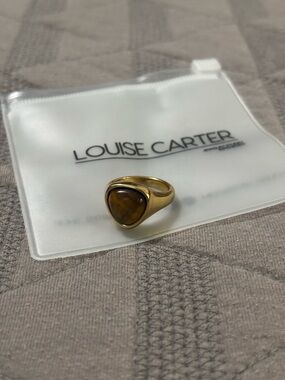 Louise Carter Gold-Tone Ring with Brown Tiger's Eye Stone